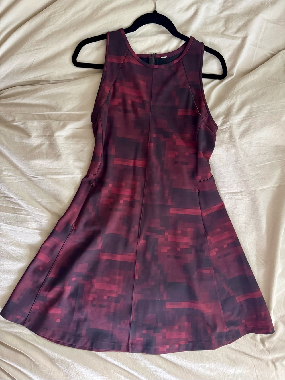 lululemon athletica Burgundy Pixel-Print Sleeveless Mini Dress
